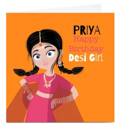 Clearance Personalised Rosha Designs Birthday Card - Desi Girl Kids For Kids|Birthday