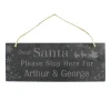 Kids Card Factory Personalised Santa Please Stop Here Hanging Slate Sign