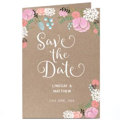 Card Factory Personalised Save The Date Card - Rustic Floral