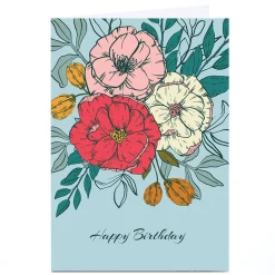 Card Factory Personalised Sazerelli Birthday Card - Three Roses