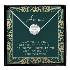 Clearance Personalised Sentiment Eid & Ramadan Disc Necklace & Box Kids Jewellery & Keepsakes|Gifts For Kids