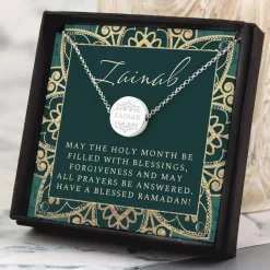 Clearance Personalised Sentiment Eid & Ramadan Disc Necklace & Box Kids Jewellery & Keepsakes|Gifts For Kids