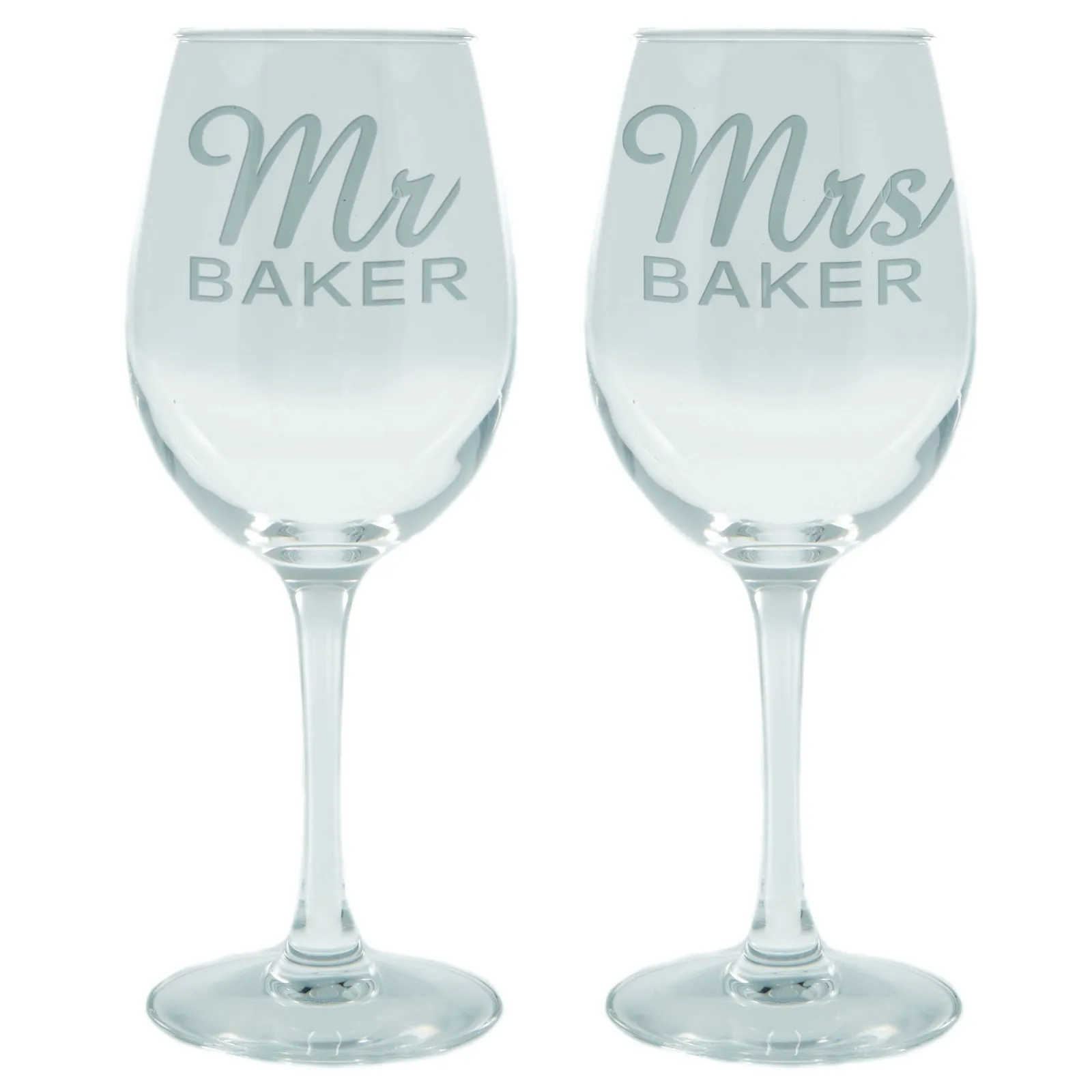 Card Factory Personalised Set Of 2 Wine Glasses|Glassware - Mr & Mrs Name