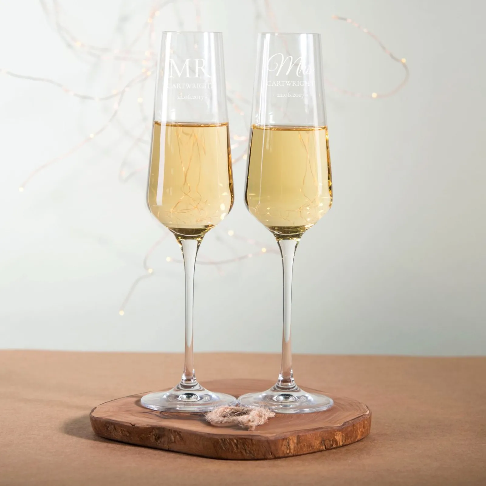 New Personalised Set Of Premium Flutes - Mr & Mrs Personalised Glasses|Glassware