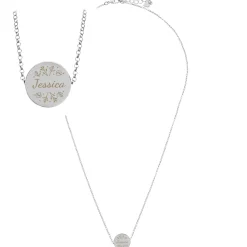 Best Personalised Silver Tone Wild Flowers Disc Necklace Jewellery & Keepsakes|Christmas Gifts
