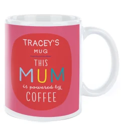 Card Factory Personalised Smiley Happy People Mug - Mum Powered By Coffee