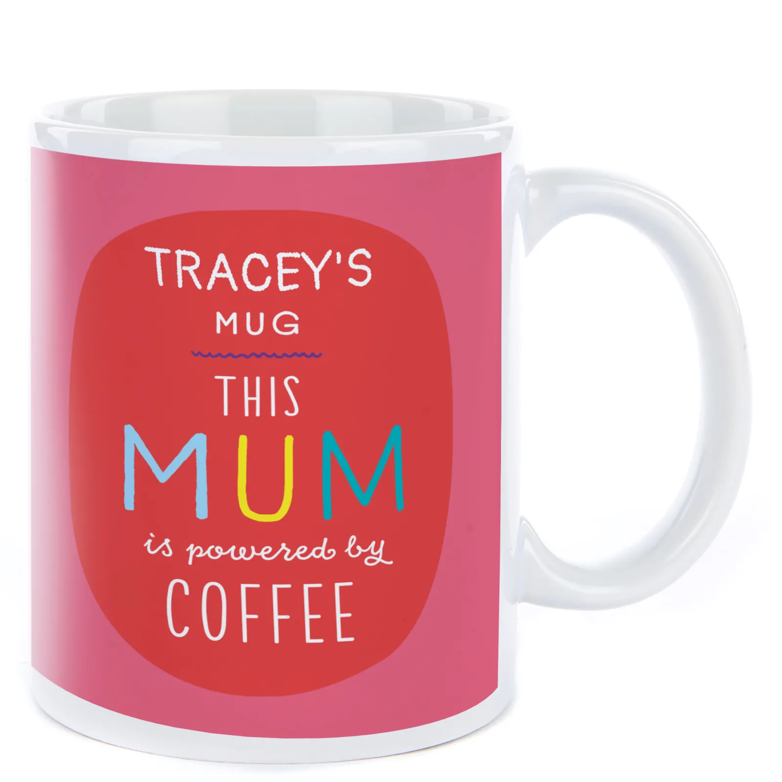 Card Factory Personalised Smiley Happy People Mug - Mum Powered By Coffee