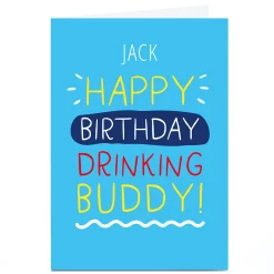 Outlet Personalised Smiley Happy People Birthday Card - Drinking Buddy Funny|Birthday