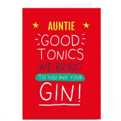 Card Factory Personalised Smiley Happy People Christmas Card - Gin!