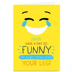 Card Factory Personalised Smiley Happy People Birthday Card - A Day So Funny