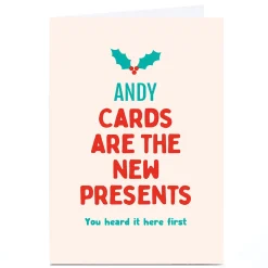 Clearance Personalised Smiley Happy People Christmas Card - The New Presents Funny|Christmas