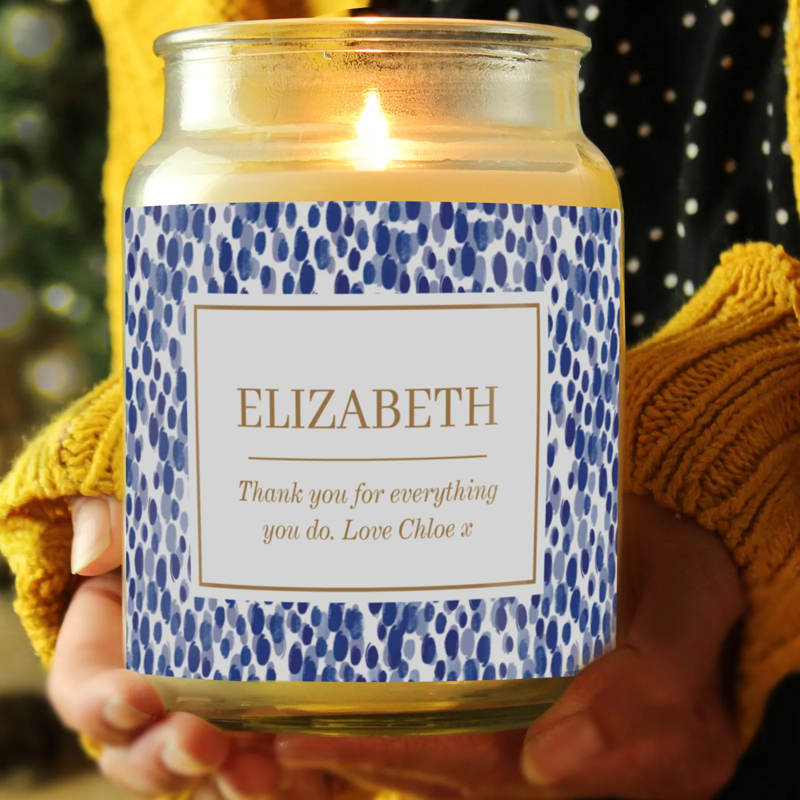 Card Factory Personalised Spotty Large Vanilla Scented Candle Jar