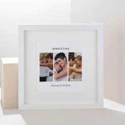 Online Personalised Square Framed 3 Photo Upload Wall Art Print - Wedding Day Personalised Canvas & Wall Art|Photo Gifts
