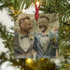 Outlet Personalised Square Glass Photo Christmas Tree Ornament Photo Gifts|Gifts For Couples