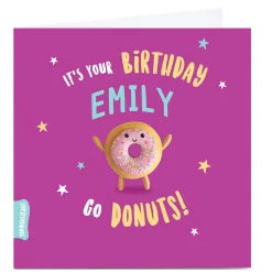 Kids Card Factory Personalised Squidgalicious Birthday Card - Go Donuts