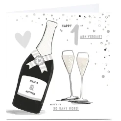Clearance Personalised 1st Anniversary Card - Here's To Many More Premium Square|Anniversary