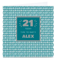 Hot Personalised 21st Birthday Card - Time To Party Green, Editable Age For Son|For Nephew