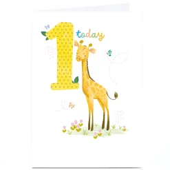 Kids Card Factory Personalised 1st Birthday Card - Baby Giraffe, 1 Today