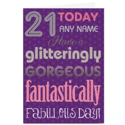 Card Factory Personalised 21st Birthday Card - Glitteringly Gorgeous