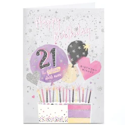 Personalised 21st Birthday Card - Future Starts Now Birthday Cake For Sister|For Granddaughter