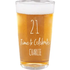 Card Factory Personalised 21st Birthday Pint Glass - Time To Celebrate