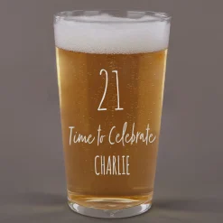 Card Factory Personalised 21st Birthday Pint Glass - Time To Celebrate
