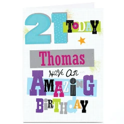 Online Personalised 21st Birthday Card - Amazing BOY For Son|For Nephew