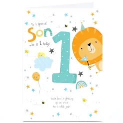 Kids Card Factory Personalised 1st Birthday Card - To a Special Son Lion and Stars