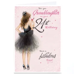 Hot Personalised 21st Birthday Card - Fabulous Cocktail Dress, Granddaughter For Sister|For Granddaughter