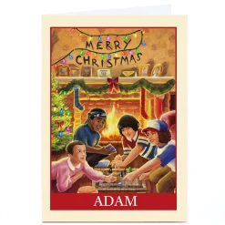 Card Factory Personalised Stranger Things Christmas Card - Fireplace