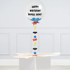 Kids Card Factory Personalised Superhero Confetti Bubble Balloon - Delivered Inflated!