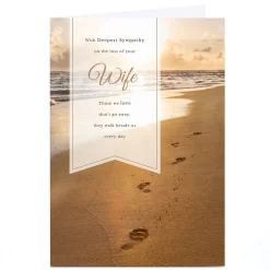 Card Factory Personalised Sympathy Card - Footprints In Sand