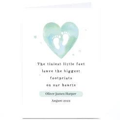 Hot Personalised Sympathy Card - Tiniest Little Feet, Blue Sympathy
