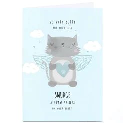 Outlet Personalised Sympathy Card - Cat Pawprints On Your Heart Sympathy