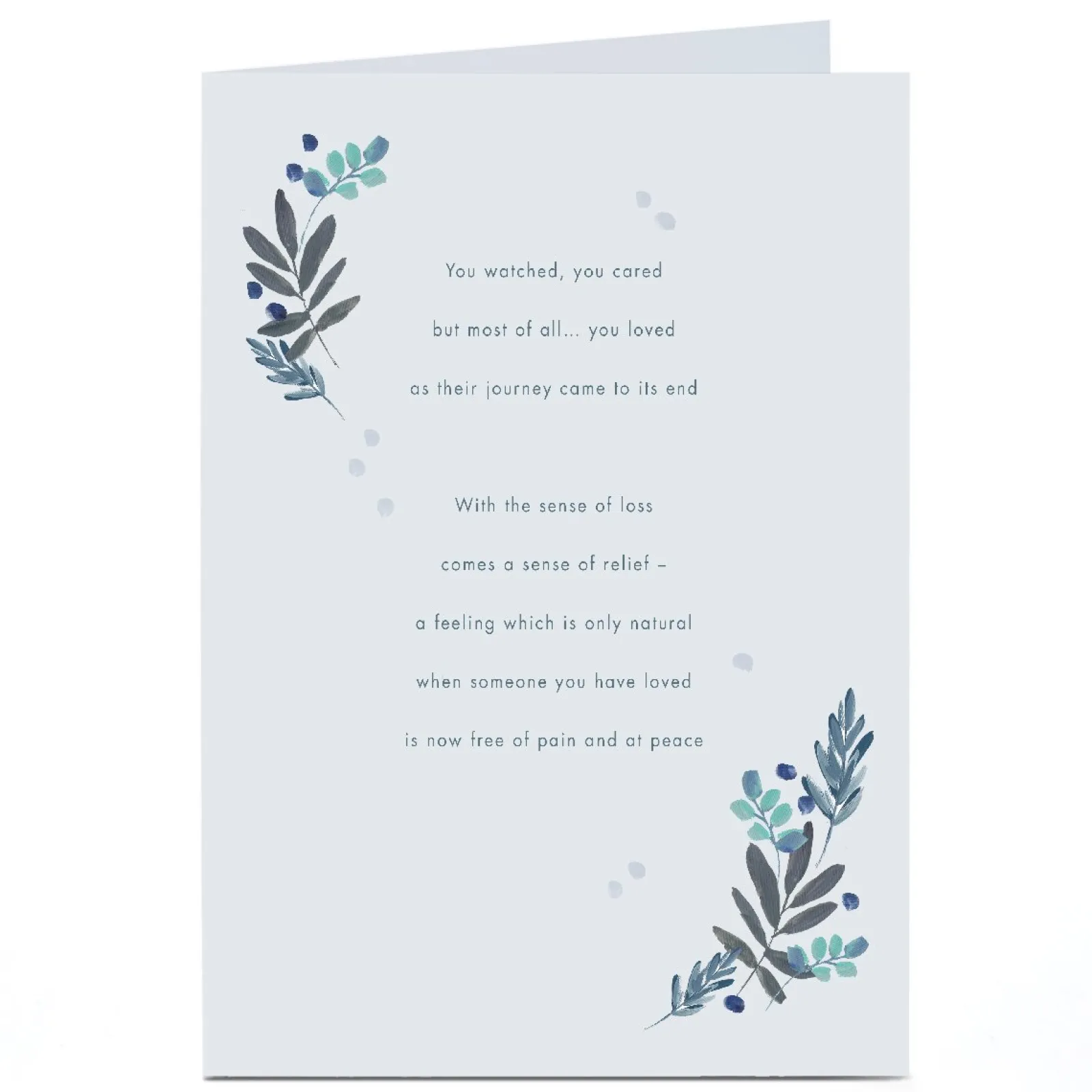 Discount Personalised Sympathy Card - Free of Pain and At Peace Sympathy|Just To Say