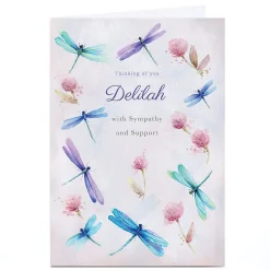 Card Factory Personalised Sympathy Card - Dragonflies