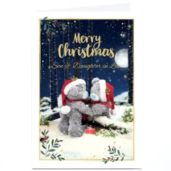 Card Factory Personalised Tatty Teddy Christmas Card - Teddy Couple, Son and Daughter in Law