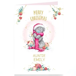 Card Factory Personalised Tatty Teddy Christmas Card - Bear in Scarf, Auntie