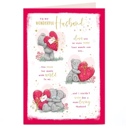 Clearance Personalised Tatty Teddy Valentine's Day Card - You Mean the Whole Wide World, Husband Tatty Teddy