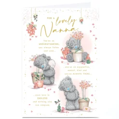 New Personalised Tatty Teddy Mother's Day Card - Teddy Planting Flower, Nanna Tatty Teddy