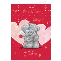Card Factory Personalised Tatty Teddy Valentine's Day Card - You Make My Heart Smile, One I Love