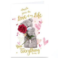 Card Factory Personalised Tatty Teddy Valentine's Day Card - Bear With Rose Love of My Life