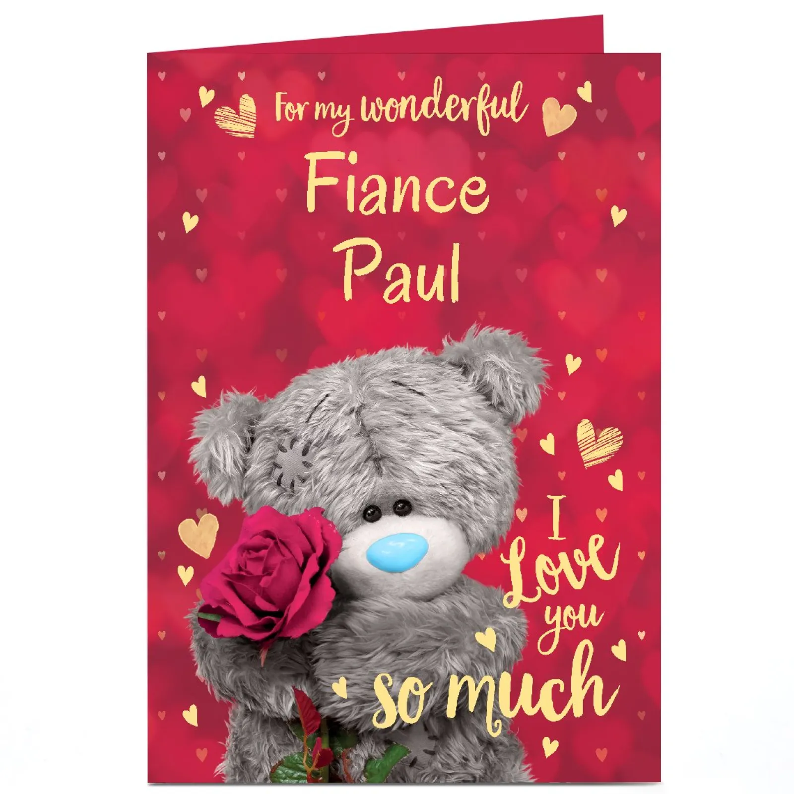 Discount Personalised Tatty Teddy Valentine's Day Card - Love You So Much, Fiance Tatty Teddy