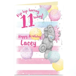 Kids Card Factory Personalised Tatty Teddy 11th Birthday Card - Hip Hip Hooray, 11 Today