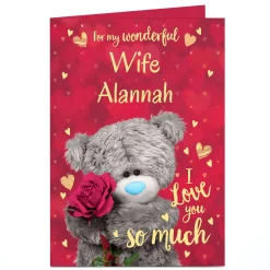 Card Factory Personalised Tatty Teddy Valentine's Day Card - Love You So Much, Wife