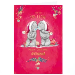 Card Factory Personalised Tatty Teddy Christmas Card - Kissing Bear, One I Love