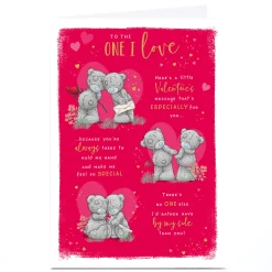 Sale Personalised Tatty Teddy Valentine's Day Card - A Little Message, The One I Love Tatty Teddy