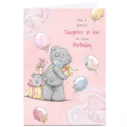 Card Factory Personalised Tatty Teddy Birthday Card - Balloons and Presents, Daughter in Law