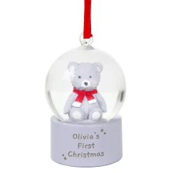 New Personalised Teddy Bear Glitter Snow Globe Tree Decoration Kids Personalised Jewellery And Keepsakes|Jewellery & Keepsakes
