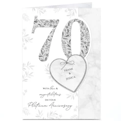 Card Factory Personalised 70th Anniversary Card - Love & Congratulations